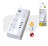 Sansai 4 Outlets & 4 USB Outlets Surge Protected Powerboard Master On/Off switch 1M lead & Right angle plug 230-240VAC IV Retail box