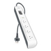 Belkin BSV400 4-Outlet 2-Meter Surge Protection Strip, Complete Three-line AC protection, Protects Against Spikes And Fluctuations, CEW $20,000,2YR