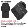 OtterBox 30W Dual Port Premium PD Fast Wall Charger - Black (78-80029), Compact, Drop Tested, Safe & Smart Charging, Best for Apple, 2 Years Warranty