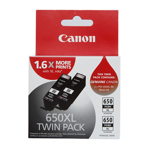 Canon PGI-650XL Black Ink Twin Pack - 500 A4 pages each