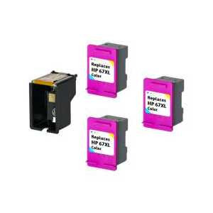 PREMIUM Compatible HP No.65XL Tri Colour Ink N9K03AN reusable Printhead and 3 x Colour cartridges 300 pages each