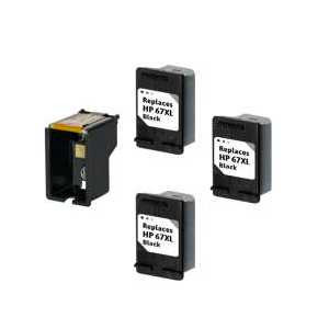 PREMIUM Compatible HP No.63XL Black Ink F6U64AN reusable Printhead and 3 x Black cartridges 480 pages each