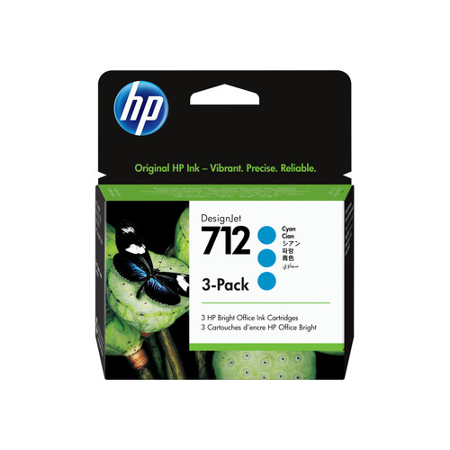 HP #712 29ml Cyan 3 Pack 3ED77A