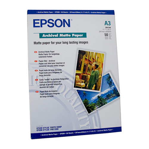 Epson Archival Matte Paper A3 50 Sheets 192gsm - S041344 Epson Archival Matte Paper A3 50 Sheets 192gsm - S041344