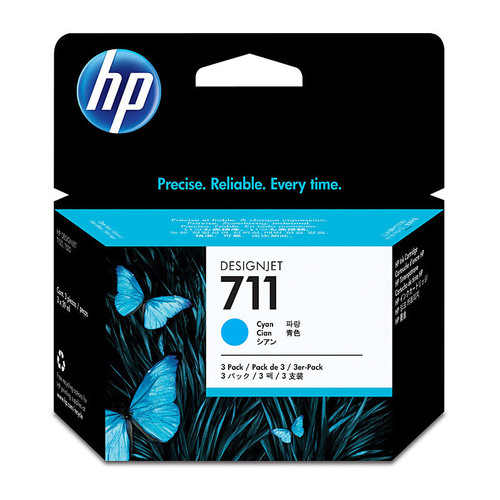 HP No.711 29ml Cyan Ink Cartridge 3 Pk -