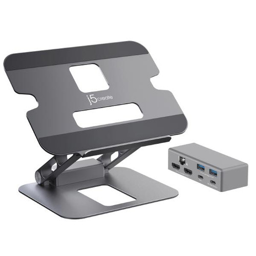 J5create JTS427 Multi-Angle Dual HDMI Docking Laptop Stand with USB-C 100W PD Pass Through (USB-C to HDMI x2, 2x USB-A, USB-C Host, USB-C PD, RJ45) J5create JTS427 Multi-Angle Dual HDMI Docking Laptop Stand with USB-C 100W PD Pass Through (USB-C to HDMI x2, 2x USB-A, USB-C Host, USB-C PD, RJ45)
