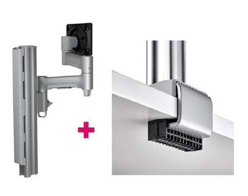Atdec AWMS-4640 Single 460mm Monitor Arm + 400mm Post / 12kg (26.5lb) Flat Screen, 10kg (22lb) Curved Screen + C Clamp Desk Fixing, Silver