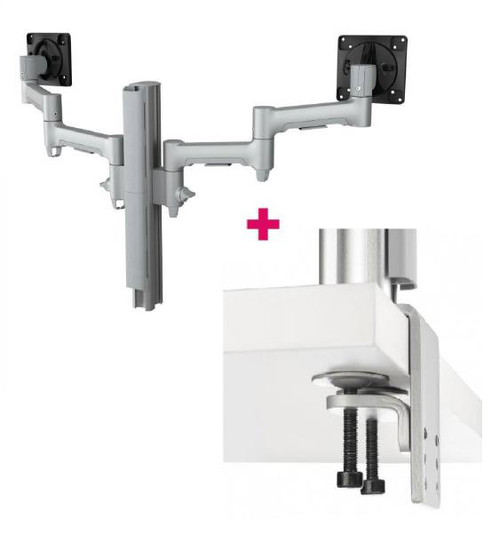 Atdec AWMS-2-4640 Dual Monitor Swing Arms on 400mm Post / 12kg (26.5lb) Flat Screen, 10kg (22lb) Curved Screen + Heavy-Duty FClamp Desk Fixing, Silver Atdec AWMS-2-4640 Dual Monitor Swing Arms on 400mm Post / 12kg (26.5lb) Flat Screen, 10kg (22lb) Curved Screen + Heavy-Duty FClamp Desk Fixing, Silver