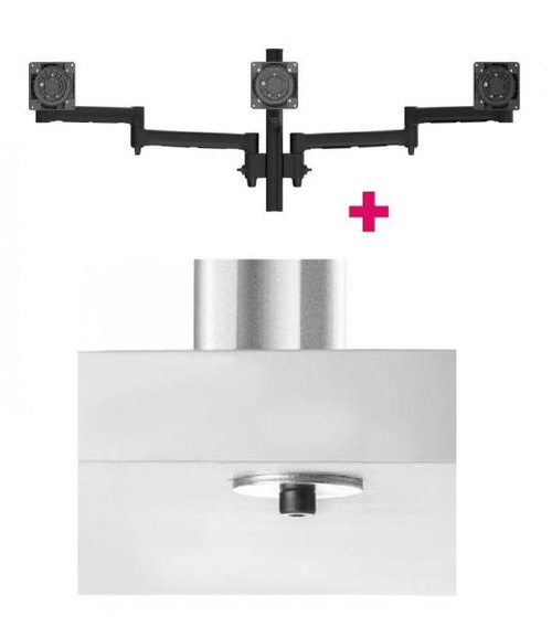 Atdec AWMS-3-13714 Triple Monitor Arms + 400mm Post / 12kg (26.5lb) Flat Screens, 10kg (22lb) Curved Screens + Bolt-Through Desk Fixing, Black