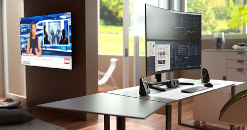 Atdec Freestanding heavy duty dual vertical monitor mount