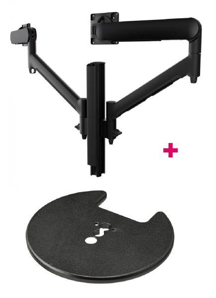 Atdec AWMS-2-D40 Dual 690mm Dynamic Monitor Arms + 400mm Post / 8kg (17.6lb) Flat and Curved Screens + Grommet Clamp Desk Fixing, Black