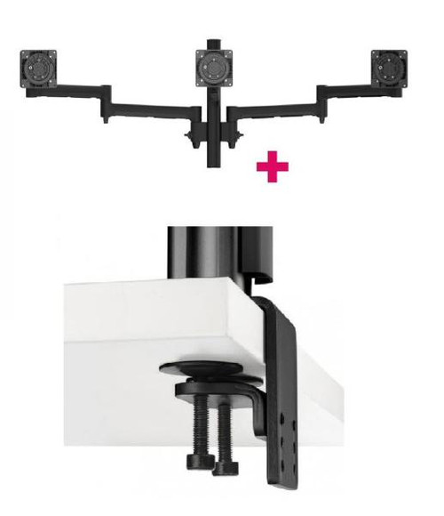 Atdec AWMS-3-13714 Triple Monitor Arms + 400mm Post / 12kg (26.5lb) Flat Screens, 10kg (22lb) Curved Screens + Heavy-Duty F Clamp Desk Fixing, Black Atdec AWMS-3-13714 Triple Monitor Arms + 400mm Post / 12kg (26.5lb) Flat Screens, 10kg (22lb) Curved Screens + Heavy-Duty F Clamp Desk Fixing, Black