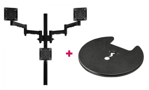 Atdec AWMS-3-TH467 Triple Monitor "Stack" Desk Mount and Grommet Clamp Desk Fixing, Black