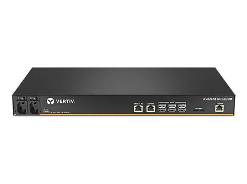 Vertiv Avocent ACS 8000 8-Port Console Server with Dual AC Power Supply, 1GB, DDR3 SDRAM, 2x (RJ-45), 8x USB, 8x Ethernet Ports with Built-in Modem
