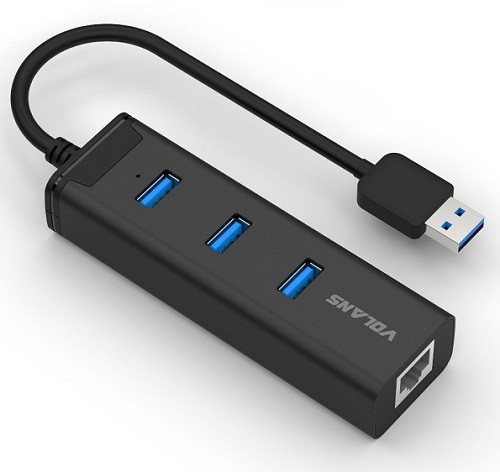 Volans VL-HJ45, Aluminium 3-Port USB3.0 HUB + RJ45 Gigabit Ethernet Adapter, Output: USB3.0: 5Gbps / 10/100/1000M Gigabit Ethernet, LED power indicator, 1 Year Volans VL-HJ45, Aluminium 3-Port USB3.0 HUB + RJ45 Gigabit Ethernet Adapter, Output: USB3.0: 5Gbps / 10/100/1000M Gigabit Ethernet, LED power indicator, 1 Year