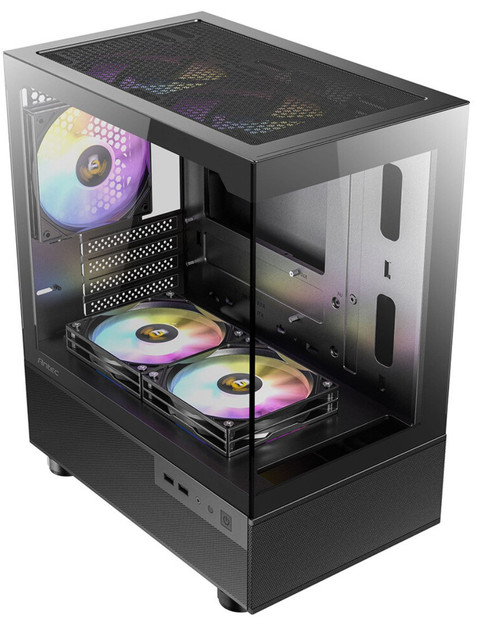 Antec CX200M RGB Elite, mATX, 270 degrees view, USB 3.0 x 2, Audio I/O Bottom. Mesh front and bottom. Clear Glass View, 5x RGB Fans. Gaming Case Antec CX200M RGB Elite, mATX, 270 degrees view, USB 3.0 x 2, Audio I/O Bottom. Mesh front and bottom. Clear Glass View, 5x RGB Fans. Gaming Case
