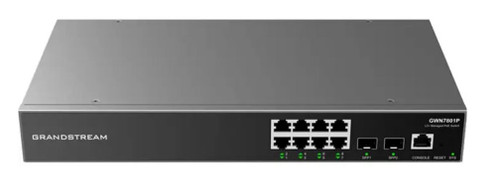 Grandstream IPG-GWN7811 Layer 3 network switch with 8 RJ45 Gigabit Ethernet ports for copper plus two 10 Gigabit SFP+ ports for fiber Grandstream IPG-GWN7811 Layer 3 network switch with 8 RJ45 Gigabit Ethernet ports for copper plus two 10 Gigabit SFP+ ports for fiber