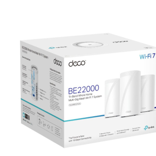 TP-Link Deco BE85(3-pack) BE22000 Tri-Band Whole Home Mesh Wi-Fi 7 System (WIFI7) TP-Link Deco BE85(3-pack) BE22000 Tri-Band Whole Home Mesh Wi-Fi 7 System (WIFI7)