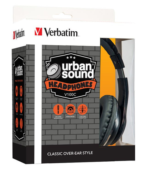 Verbatim Stereo Headphone Classic - Black, Headphones Over-Ear Design, 1.2 Meter Cable Included, Great for Music on Smartphone, Laptop, Desktop Verbatim Stereo Headphone Classic - Black, Headphones Over-Ear Design, 1.2 Meter Cable Included, Great for Music on Smartphone, Laptop, Desktop