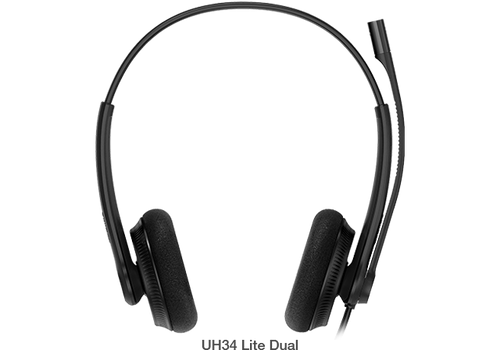 Yealink UH34 Lite Dual Ear Wideband Noise Cancelling Microphone - USB Connection, Foam Ear Cushions, Designed for Microsoft Teams