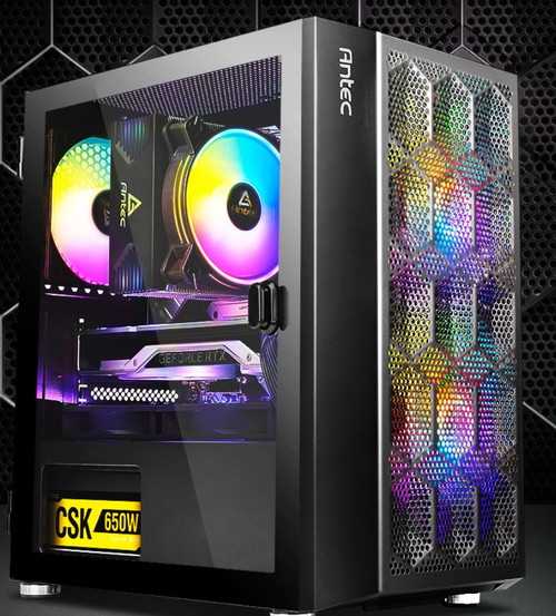 Antec NX200M RGB m-ATX, ITX Case, 3x RGB Fan. Large Mesh Front for excellent cooling, Side Window, Radiator 240mm. GPU 275mm Antec NX200M RGB m-ATX, ITX Case, 3x RGB Fan. Large Mesh Front for excellent cooling, Side Window, Radiator 240mm. GPU 275mm