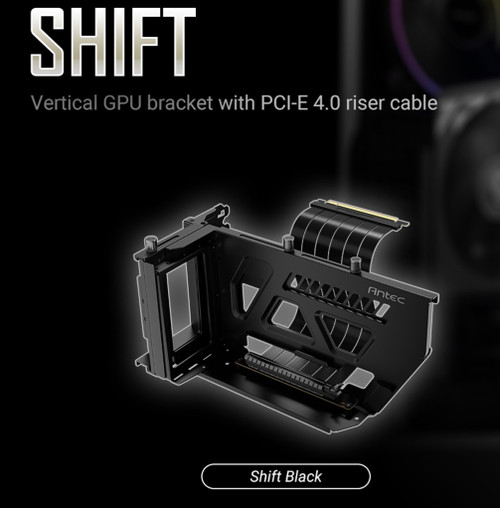 Antec Adjustable Vertical GPU Bracket and PCI-E 4.0 Riser Cable Kit (190mm) Black x16 Speed, Gold Plated extreme stability and performance. 180 degree Antec Adjustable Vertical GPU Bracket and PCI-E 4.0 Riser Cable Kit (190mm) Black x16 Speed, Gold Plated extreme stability and performance. 180 degree