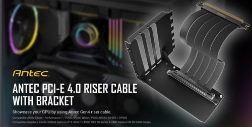Antec Adjustable Vertical Bracket with 200mm High Performance PCI-E Riser Cable. New 2024. Black Universal Case support Antec Adjustable Vertical Bracket with 200mm High Performance PCI-E Riser Cable. New 2024. Black Universal Case support