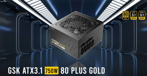 Antec GSK750 80+ Gold Fully Modular ATX 3.1, PCI-E 5.1 latest High Quality Japanese Capacitors, Ultimate performance and reliability, PSU Antec GSK750 80+ Gold Fully Modular ATX 3.1, PCI-E 5.1 latest High Quality Japanese Capacitors, Ultimate performance and reliability, PSU