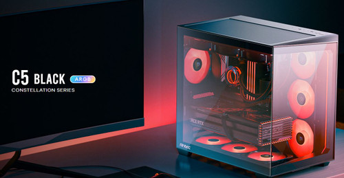 Antec C5 ARGB ATX, mATX Seamless Edge to Edge, Black Gaming Case, 270 degrees, 7x ARGB + PWM Controller, 4090 Back Connect Motherboard, Dual Chamber Antec C5 ARGB ATX, mATX Seamless Edge to Edge, Black Gaming Case, 270 degrees, 7x ARGB + PWM Controller, 4090 Back Connect Motherboard, Dual Chamber