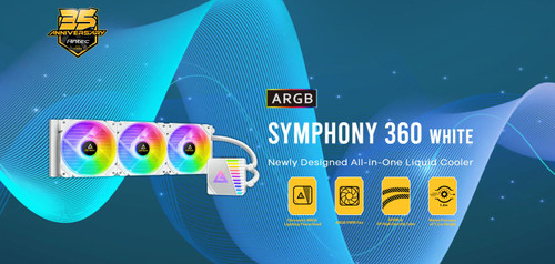 Antec SYMPHONY 360mm ARGB WHITE Advanced Liquid CPU Cooler, PWM LED Fan, PTFE Tubing, LGA 115x, 1200, 2011-v3, 2066, AM4, AM3+ FMx, TR4, 3 Yrs WTY Antec SYMPHONY 360mm ARGB WHITE Advanced Liquid CPU Cooler, PWM LED Fan, PTFE Tubing, LGA 115x, 1200, 2011-v3, 2066, AM4, AM3+ FMx, TR4, 3 Yrs WTY