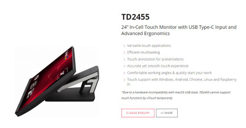 ViewSonic 24' TD2455 In-Cell 10 Point Touch Monitor with USB Type-C Input and Advanced Ergonomics, POS, Education. Shopping Centre, Real Estate, TAB ViewSonic 24' TD2455 In-Cell 10 Point Touch Monitor with USB Type-C Input and Advanced Ergonomics, POS, Education. Shopping Centre, Real Estate, TAB