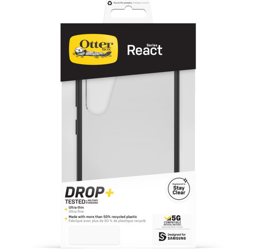 OtterBox React Samsung Galaxy S23 5G (6.1') Case Black Crystal (Clear/Black) - (77-91311),Antimicrobial,DROP+ Military Standard,Raised Edges,Hard Case OtterBox React Samsung Galaxy S23 5G (6.1') Case Black Crystal (Clear/Black) - (77-91311),Antimicrobial,DROP+ Military Standard,Raised Edges,Hard Case