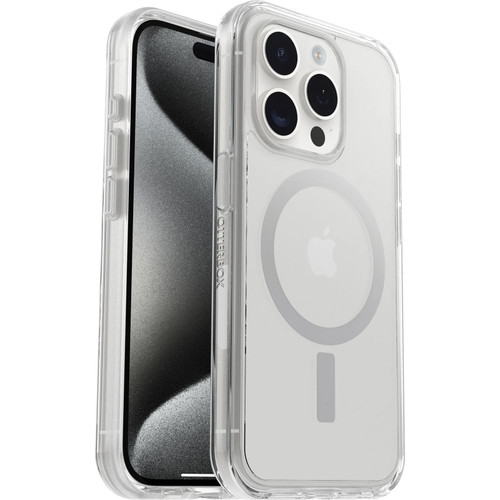 OtterBox Symmetry+ MagSafe Apple iPhone 15 Pro (6.1') Case Clear - (77-93026), Antimicrobial,DROP+ 3X Military Standard,Raised Edges OtterBox Symmetry+ MagSafe Apple iPhone 15 Pro (6.1') Case Clear - (77-93026), Antimicrobial,DROP+ 3X Military Standard,Raised Edges