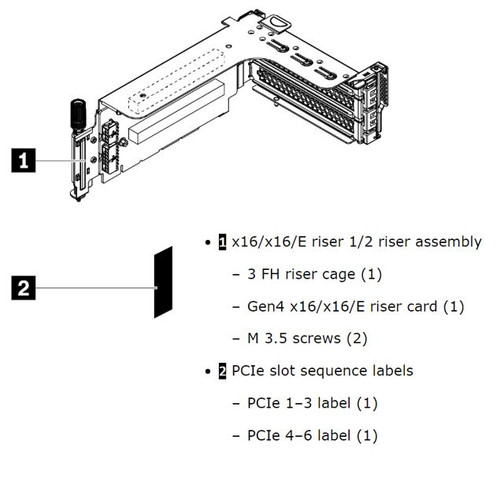 Lenovo ThinkSystem SR650 V2/SR665 x16/x16/E PCIe G4 Riser 1/2 Option Kit v2 Lenovo ThinkSystem SR650 V2/SR665 x16/x16/E PCIe G4 Riser 1/2 Option Kit v2