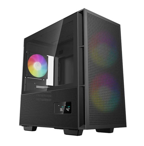 Deepcool CH360 Digital Black Micro ATX Case, Tempered Glass Window,1x USB 3.0, 1x USB-C, HD Audio, 2x 140mm ARGB and 1x 120mm ARGB Pre-installed Fans Deepcool CH360 Digital Black Micro ATX Case, Tempered Glass Window,1x USB 3.0, 1x USB-C, HD Audio, 2x 140mm ARGB and 1x 120mm ARGB Pre-installed Fans