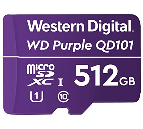Western Digital WD Purple 512GB MicroSDXC Card 24/7 -25°C to 85°C Weather & Humidity Resistant for Surveillance IP Cameras mDVRs NVR Dash Cams Drones Western Digital WD Purple 512GB MicroSDXC Card 24/7 -25°C to 85°C Weather & Humidity Resistant for Surveillance IP Cameras mDVRs NVR Dash Cams Drones