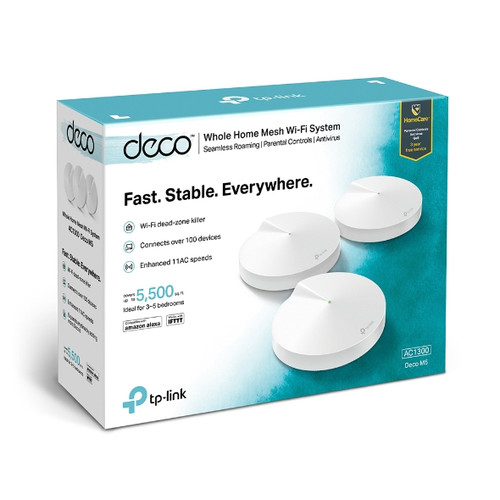 TP-Link Deco M5 (3-Pack) Whole Home Mesh Wi-Fi 1300Mbps System, Built-In Antivirus, Quality of Service, Covers 510sqm 2xGbit Port USB-C, BT, Homecare TP-Link Deco M5 (3-Pack) Whole Home Mesh Wi-Fi 1300Mbps System, Built-In Antivirus, Quality of Service, Covers 510sqm 2xGbit Port USB-C, BT, Homecare