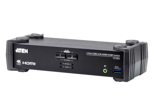 Aten Desktop KVMP Switch 2 Port Single Display 4k HDMI w/ audio mixer mode, Cables Included, Selection Via Front Panel Aten Desktop KVMP Switch 2 Port Single Display 4k HDMI w/ audio mixer mode, Cables Included, Selection Via Front Panel