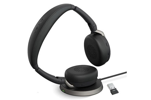 Jabra Evolve2 65 Flex MS Stereo Bluetooth Headset, Link380a USB-A Dongle & Wireless Charging Stand Included, Foldable Design, 2Yr Warranty Jabra Evolve2 65 Flex MS Stereo Bluetooth Headset, Link380a USB-A Dongle & Wireless Charging Stand Included, Foldable Design, 2Yr Warranty