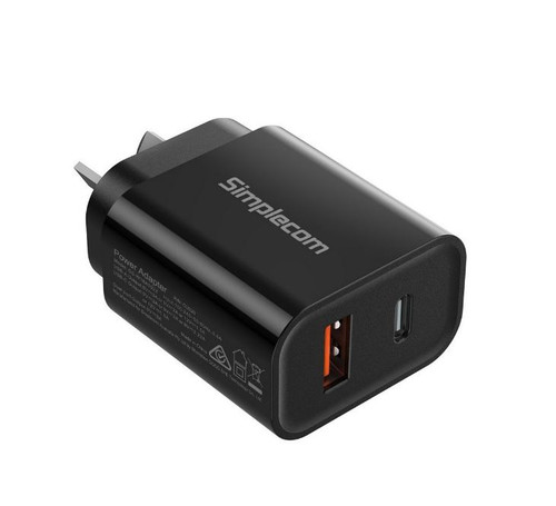 Simplecom CU220 Dual Port PD 20W Fast Wall Charger USB-C + USB-A for Phone Tablet Simplecom CU220 Dual Port PD 20W Fast Wall Charger USB-C + USB-A for Phone Tablet