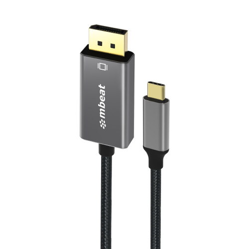 mbeat Tough Link 1.8m 4K USB-C to Display Port Cable - Converts USB-C to DisplayPort,4K@60Hz (3840×2160), Gold Plated, Aluminium, Nylon Braided Cable mbeat Tough Link 1.8m 4K USB-C to Display Port Cable - Converts USB-C to DisplayPort,4K@60Hz (3840×2160), Gold Plated, Aluminium, Nylon Braided Cable