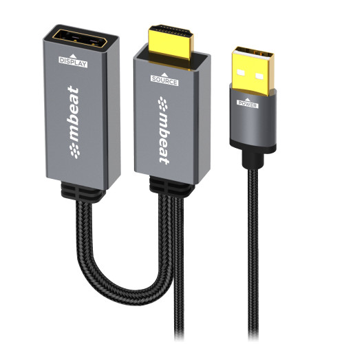 mbeat Tough Link HDMI to DisplayPort Adapter with USB Power Seamless Signal Transfer Plug-and-Play Convenience Cable Length: 15cm mbeat Tough Link HDMI to DisplayPort Adapter with USB Power Seamless Signal Transfer Plug-and-Play Convenience Cable Length: 15cm