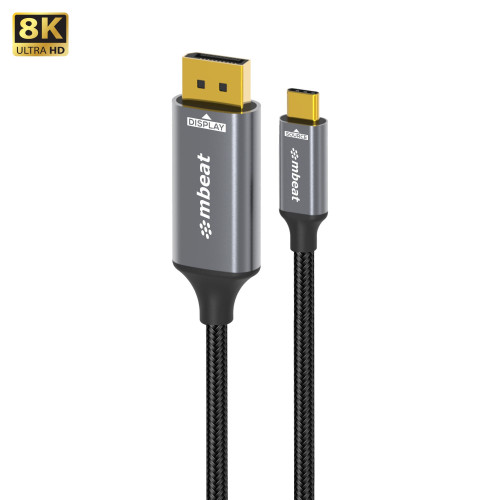 mbeat Tough Link 8K 1.8m USB-C to DisplayPort Cable Up to 8K@60Hz (7680×4320) USB-C Version: 3.2 Gen 2 mbeat Tough Link 8K 1.8m USB-C to DisplayPort Cable Up to 8K@60Hz (7680×4320) USB-C Version: 3.2 Gen 2