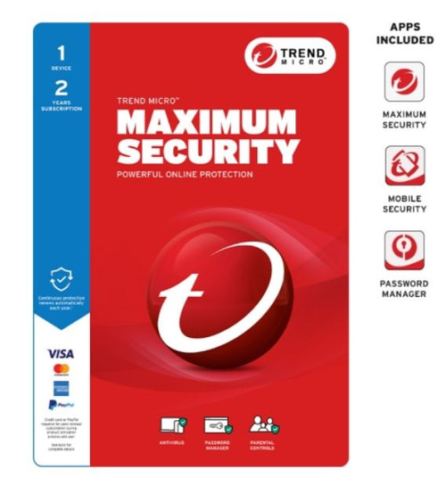Trend Micro Maximum Security (1 Device) 2Yr Retail Mini Box Auto Renew Trend Micro Maximum Security (1 Device) 2Yr Retail Mini Box Auto Renew