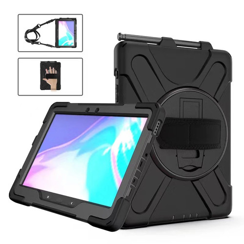 Generic Rugged Samsung Galaxy Tab Active4 Pro (10.1') Case Black - Built-in-Kickstand, Adjustable Hand Strap, Shoulder Strap, Pen Holder, DropProof