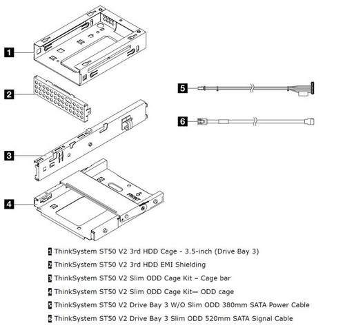 LENOVO ThinkSystem ST50 V2 3.5' Drive Bay 3 Cage + ODD Cage Kit LENOVO ThinkSystem ST50 V2 3.5' Drive Bay 3 Cage + ODD Cage Kit