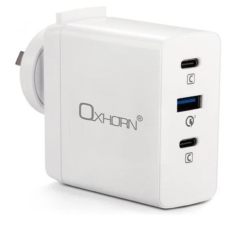 Oxhorn 100W USB GaN Type-C fast Charger, 2x USB-C, 1x USB-A Fast Charger Oxhorn 100W USB GaN Type-C fast Charger, 2x USB-C, 1x USB-A Fast Charger