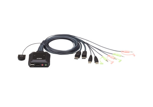 Aten Compact KVM Switch 2 Port Single Display Display Port w/ Audio, Remote Port Selector, USB Hot-Plugging Aten Compact KVM Switch 2 Port Single Display Display Port w/ Audio, Remote Port Selector, USB Hot-Plugging