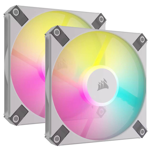 CORSAIR AF SLIM Series, AF120 RGB SLIM WHITE, 120mmx15mm Fluid Dynamic Bearing RGB PWM Fan, Dual Pack with Lighting Node CORE CORSAIR AF SLIM Series, AF120 RGB SLIM WHITE, 120mmx15mm Fluid Dynamic Bearing RGB PWM Fan, Dual Pack with Lighting Node CORE