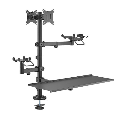 Brateck POS Mounting Solution For Dual Screens (with keyboard tray) Brateck POS Mounting Solution For Dual Screens (with keyboard tray)